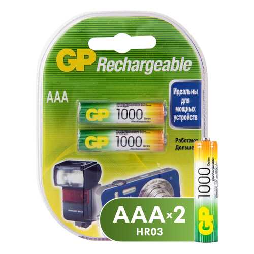 Аккумуляторная батарея GP Batteries GP 100AAAHC-2DECRC2 2 шт в Технопарк