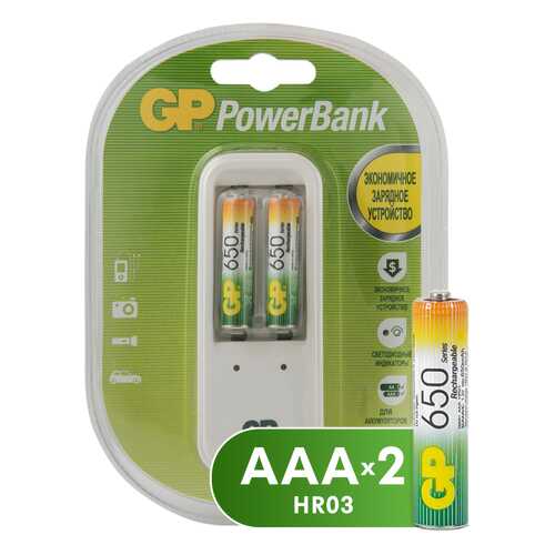 Зарядное устройство + аккумуляторы GP GPPB410GS65-2CR3 AAA 2 шт. 650 mAh в Технопарк