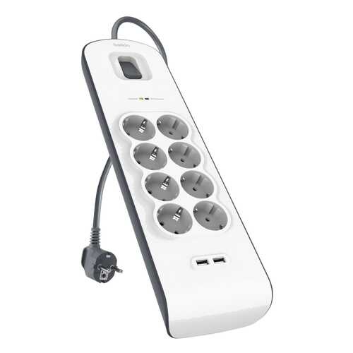 Сетевой фильтр Belkin BSV804vf2M, 8 розеток, 2 м, White в Технопарк